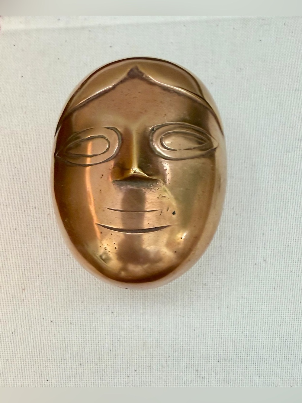 Vintage Solid Brass Gauri Goddess Face Trinket Box